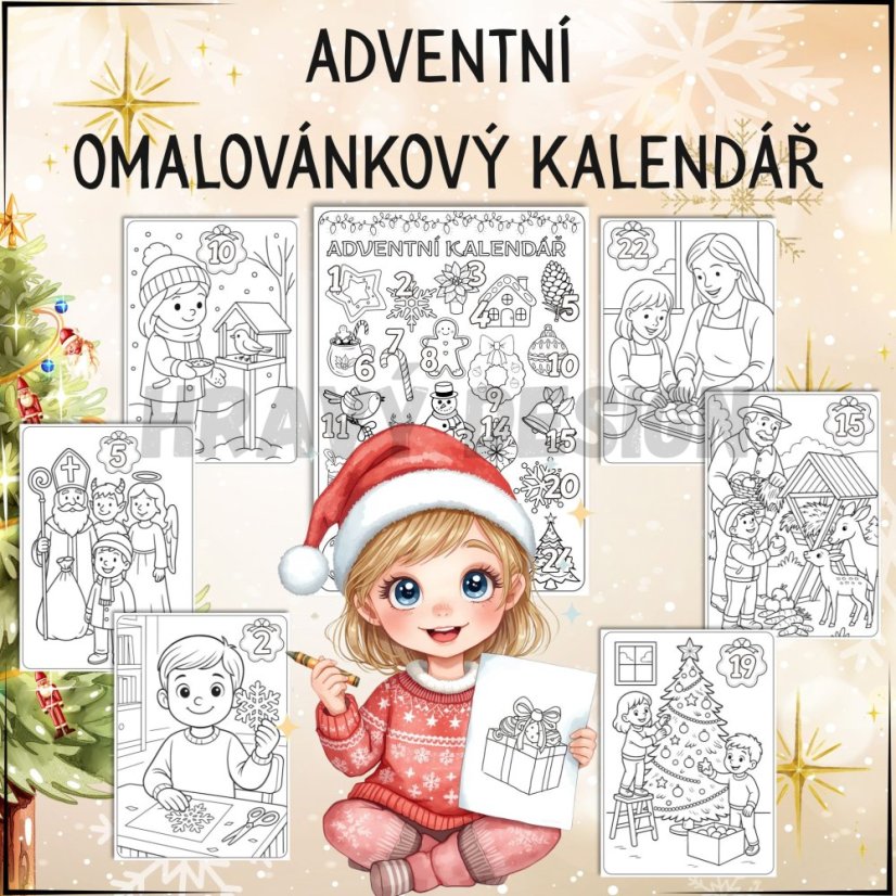 Omalovánkový adventní kalendář - Vánoce