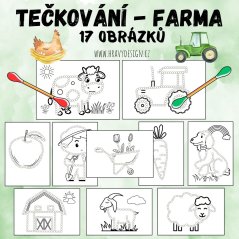 Foto: Tečkování vatovými tyčinkami na téma farma, statek, domácí zvířata 