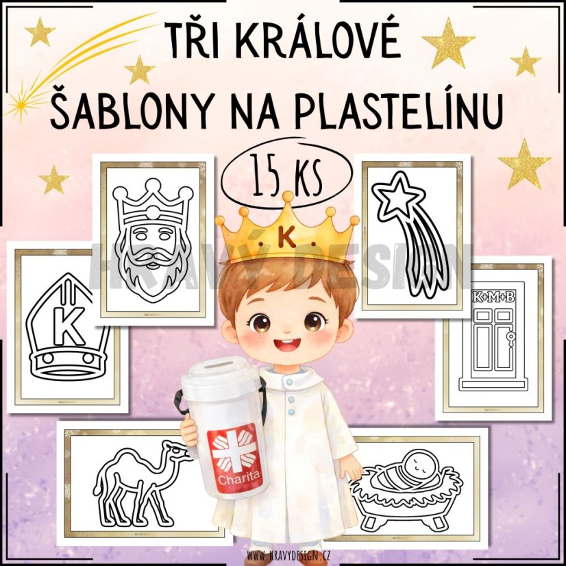 Tři králové - šablony, podložky na plastelínu, modelínu 