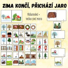 Pexeso s tématem "Zima končí, přichází jaro" – zábavná hra pro děti s obrázky symbolizujícími přechod mezi zimou a jarem.