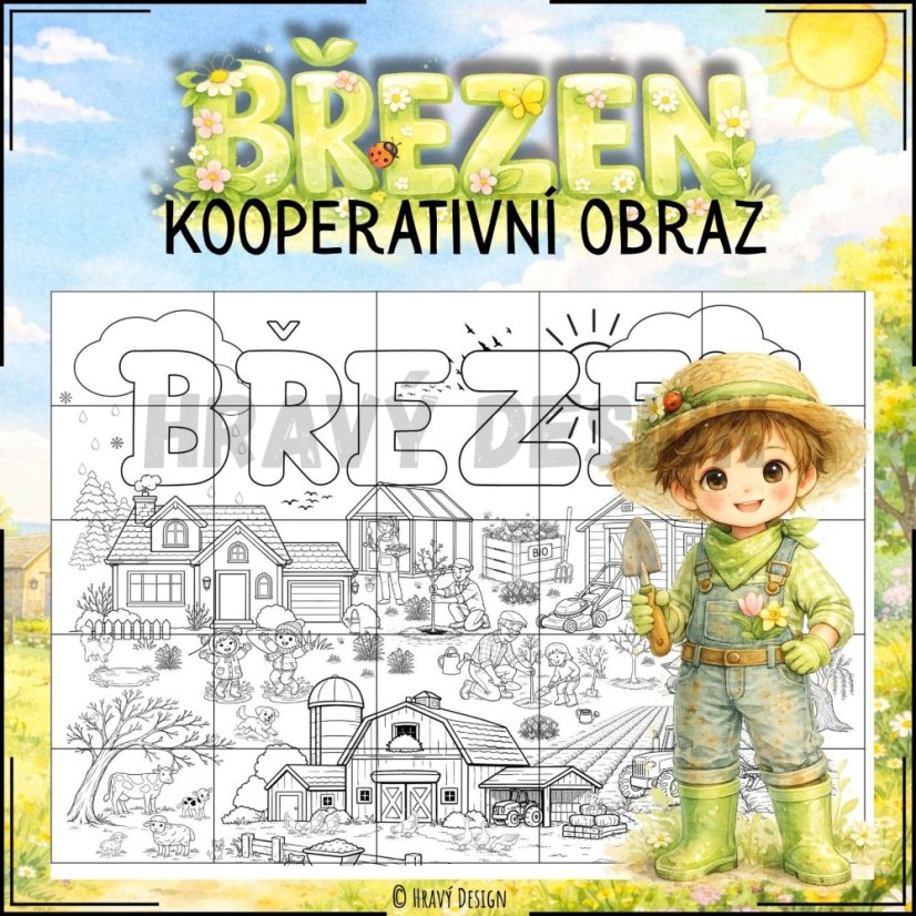 Kooperativní obraz - březen - PDF aktivity pro děti 