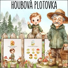 Houbová plotovka - stezka - les - houby