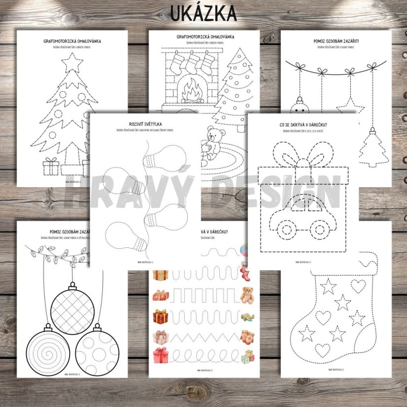 Vánoční grafomotorika - pracovní listy