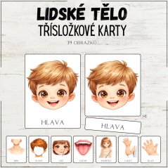 Třísložkové karty - Lidské tělo - výukové materiály do MŠ