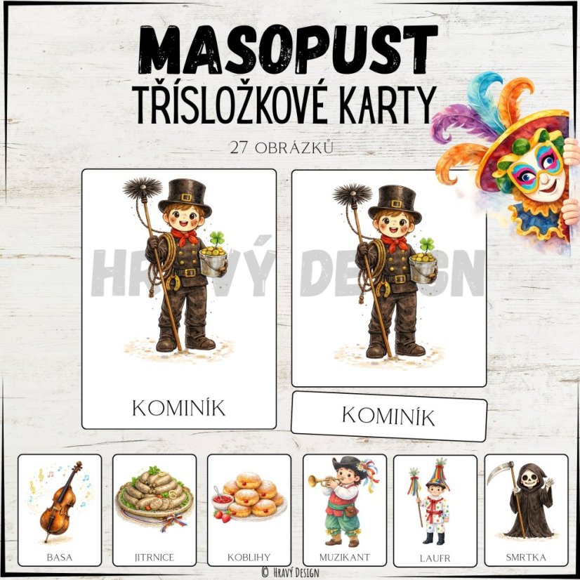 Třísložkové karty - Masopust 