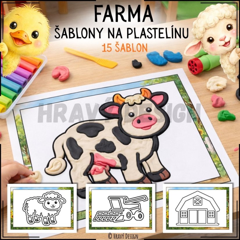 Farma - šablony na plastelínu - PDF pro děti 