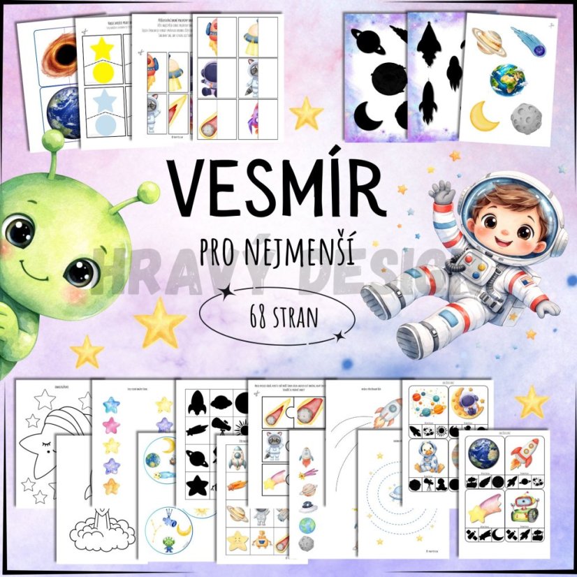 Vesmír pro nejmenší - soubor aktivit a her pro děti - PDF aktivity 