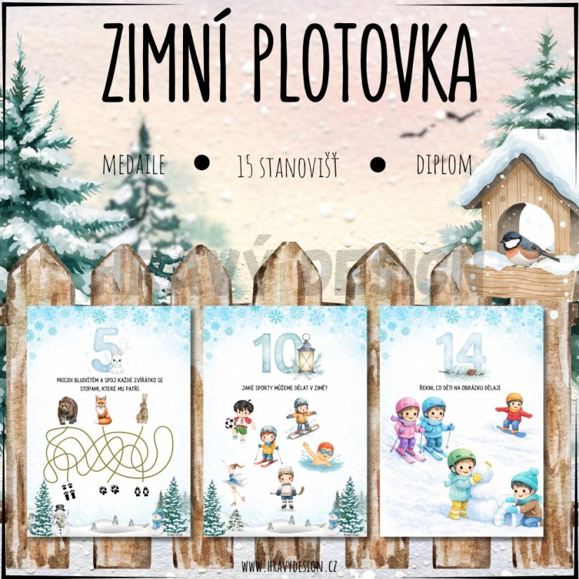 Zimní plotovka, stezka pro děti - pdf aktivity pro děti 