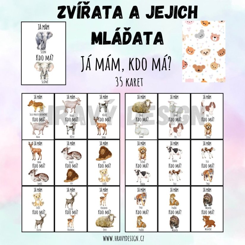 Hra Já mám, kdo má? pro MŠ  - Zvířata a jejich mláďata - Hravý Design 