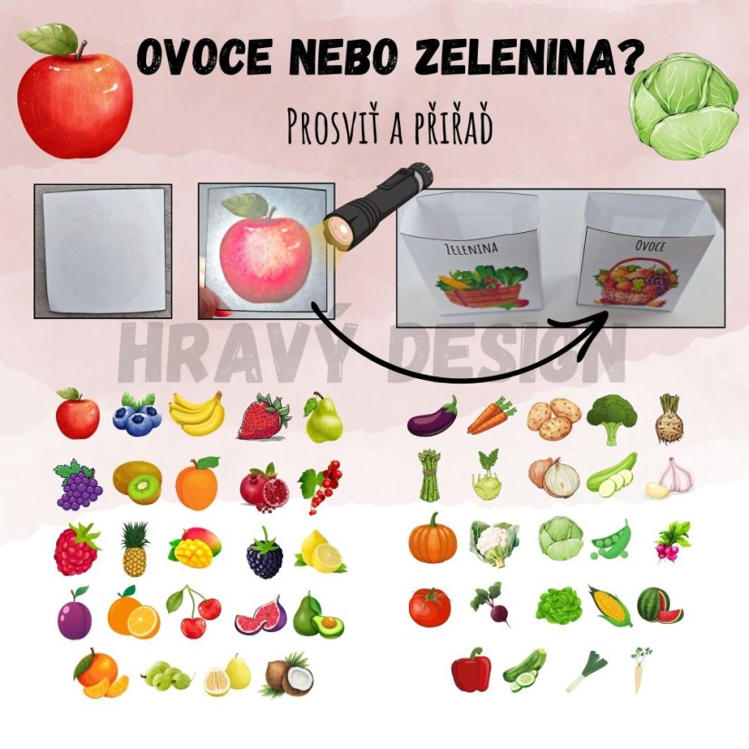 Foto: Prosvětlovací obrázky na téma ovoce a zelenina v MŠ - Hravý Design