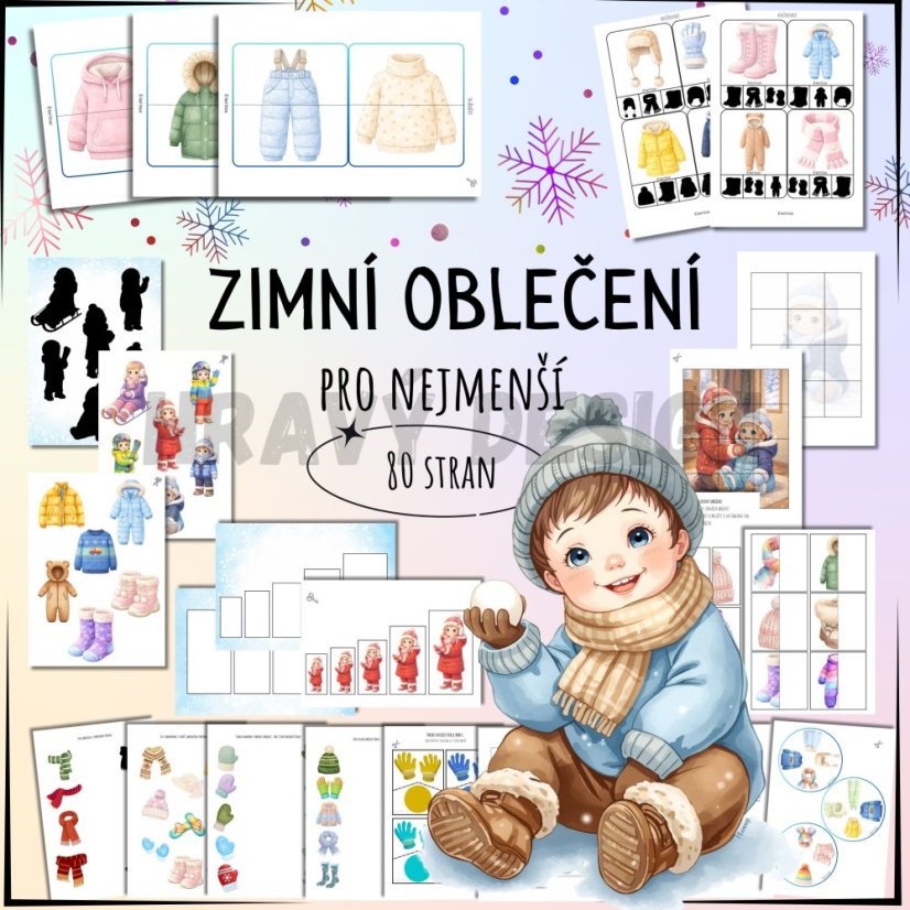Zimní oblečení - pracovní listy a soubor aktivit pro nejmenší děti - PDF do školky 