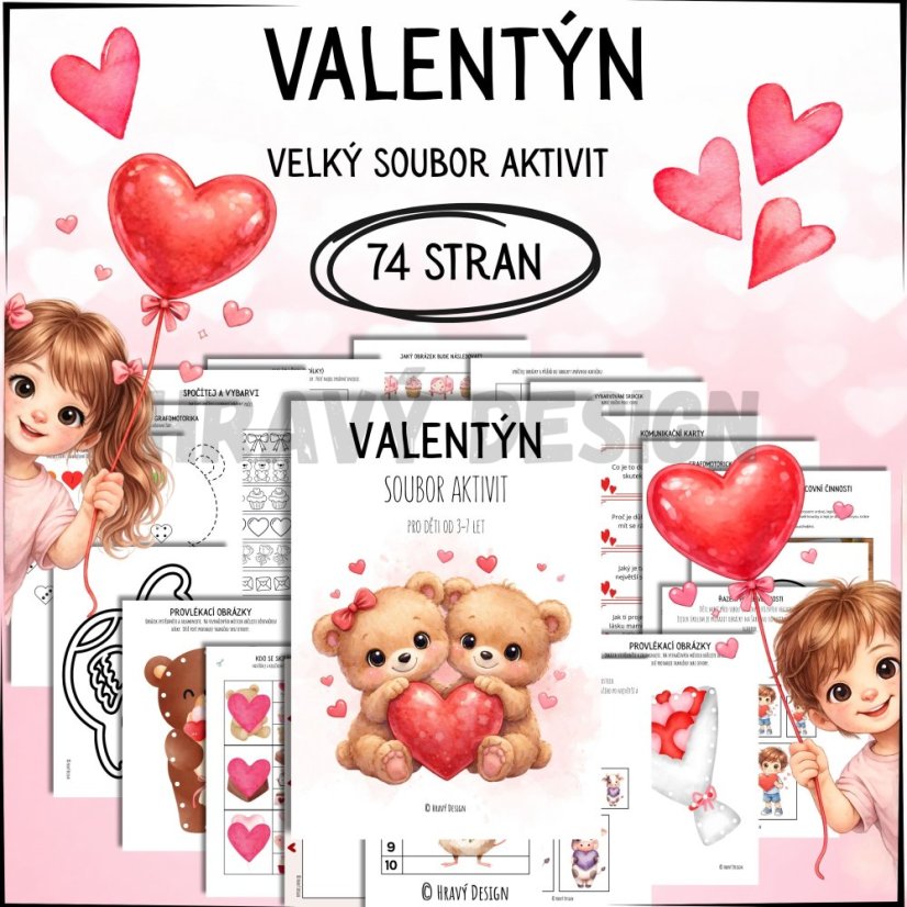 Valentýn - PDF pracovní listy a aktivity pro děti - MŠ