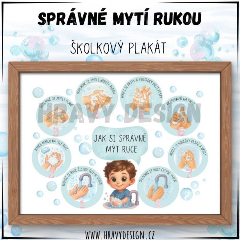 Správné mytí rukou - školkový plakát