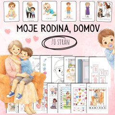 Rodina, domov  - demonstrační obrázky, pracovní listy pro děti - PDF