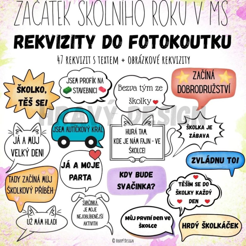 Začátek školního roku ve školce – Rekvizity do fotokoutku