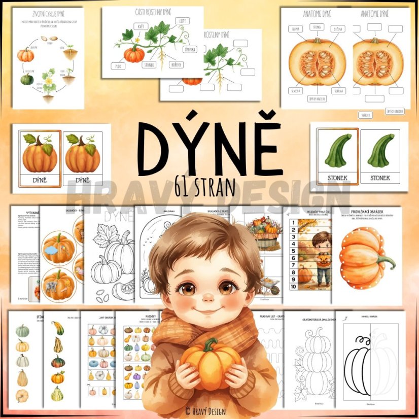 Dýně - dýňobraní - pracovní listy a aktivity pro děti 