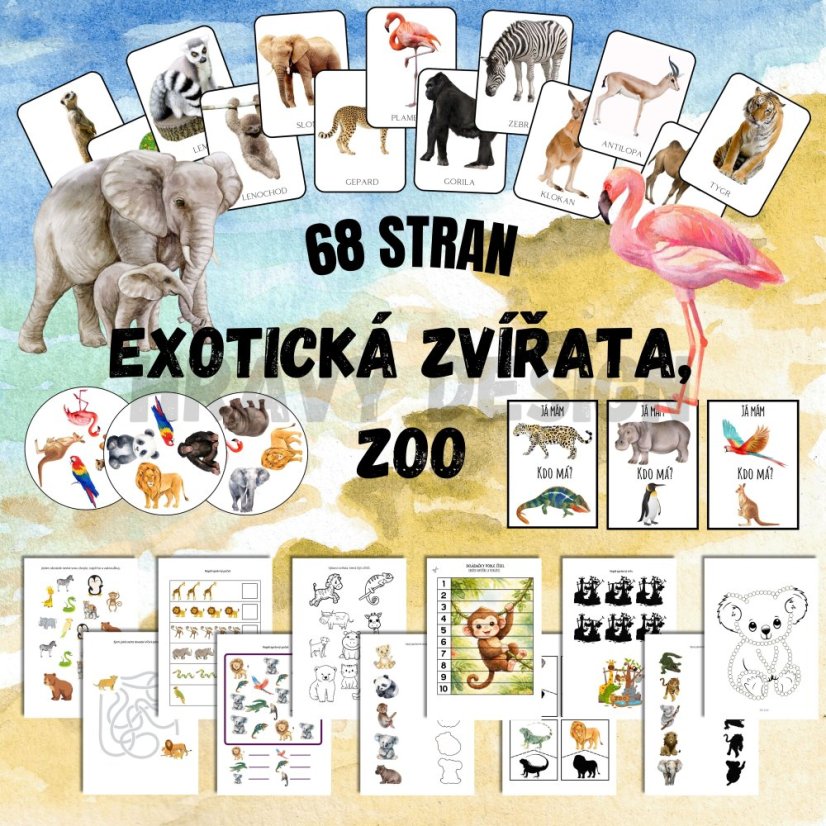 Zoo - exotická zvířata - soubor aktivit - pracovní listy - PDF 