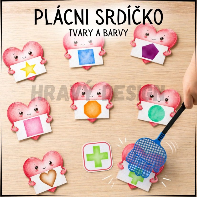 Hra s plácačkou - plácni srdíčko - barvy a tvary - PDF