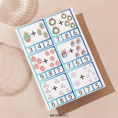 Zimní obrázkové sčítání do 10 - kolíčkování