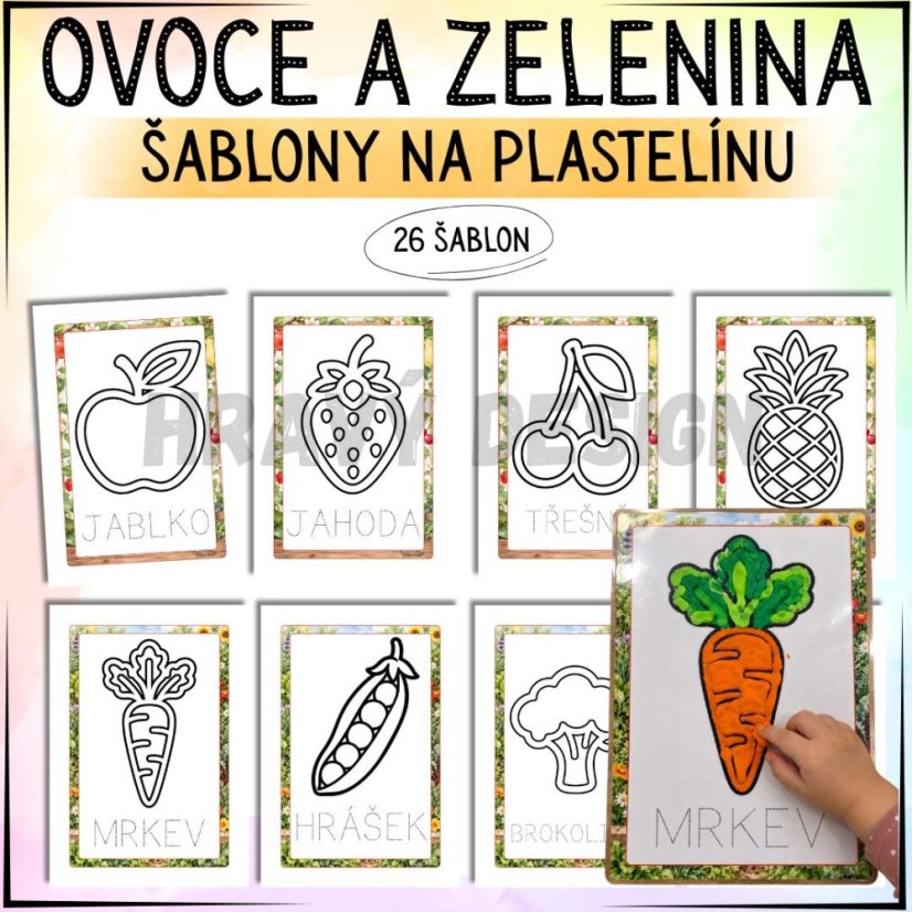 Ovoce a zelenina - Šablony na plastelínu
