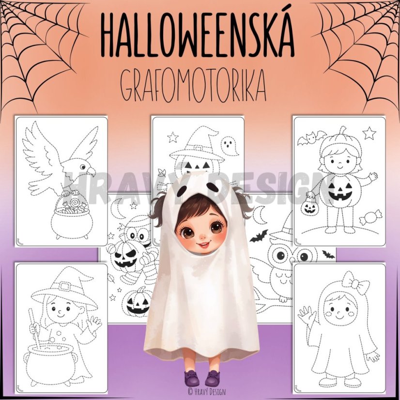 Halloweenská grafomotorika - omalovánky