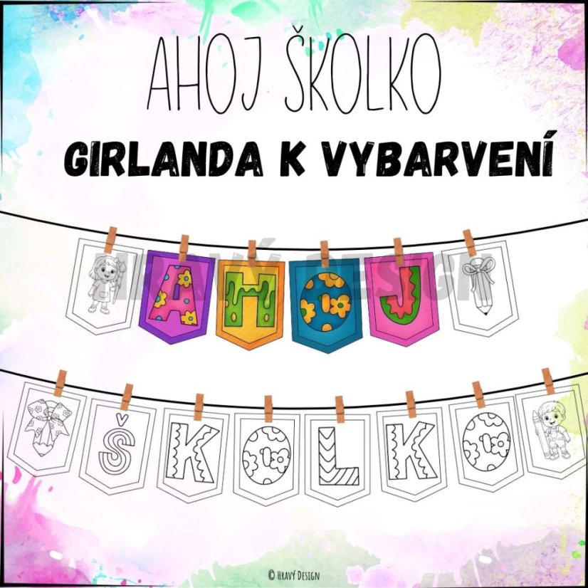 Foto: Ahoj školko - girlanda k vybarvení