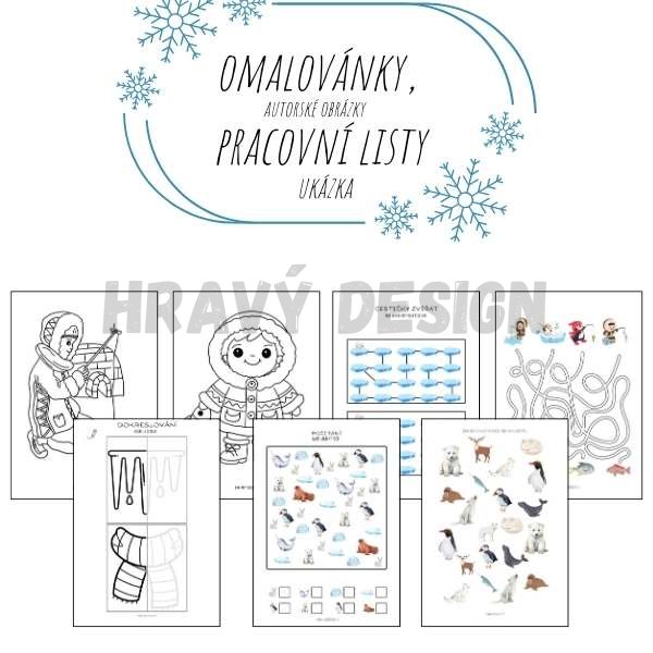 Foto: Ukázka pracovních listů a omalovánek na téma polární oblasti