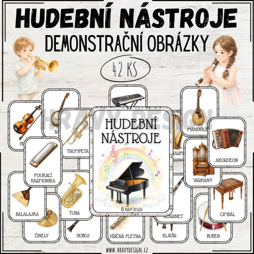 Demonstrační obrázky - hudební nástroje 