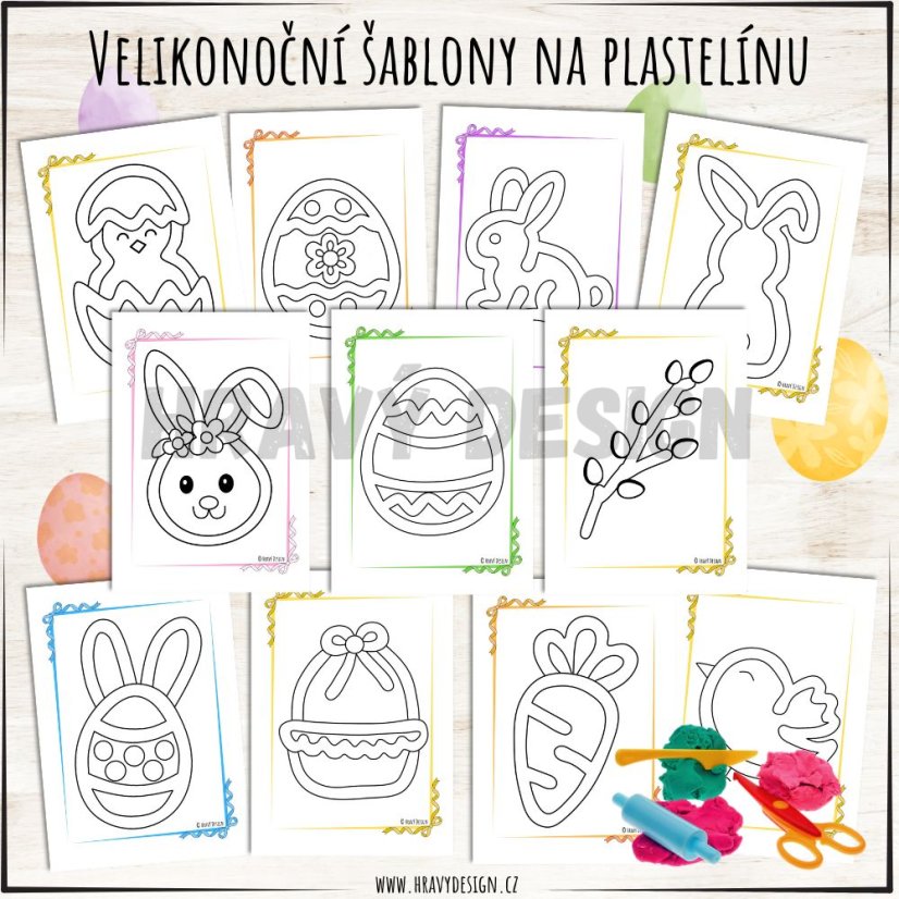 Velikonoční šablony na plastelínu