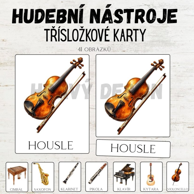 Třísložkové karty - Hudební nástroje