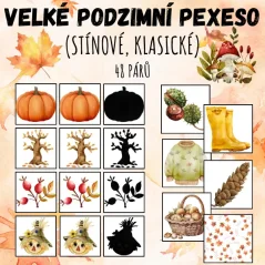 Podzimní stínové pexeso pro děti - Hravý Design 