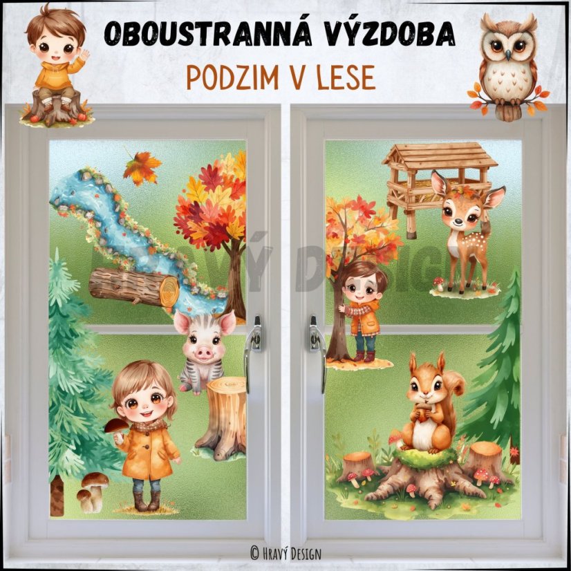 Podzimní oboustranná výzdoba - Podzim v lese 