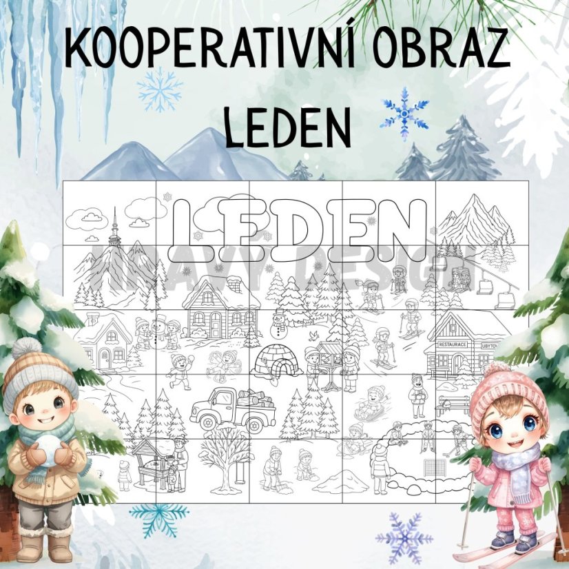 Kooperativní obraz - Leden - PDF pro děti 