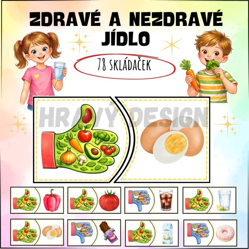 Skládačky - zdravé a nezdravé jídlo