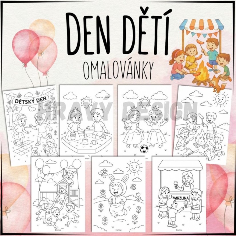 Den dětí - omalovánky - PDF aktivity pro děti 