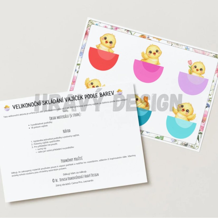 Vajíčka - přikládání podle barev