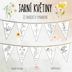 Foto: Jarní květiny - girlanda k vybarvení 