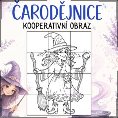 Kooperativní omalovánka - Čarodějnice - PDF aktivity 