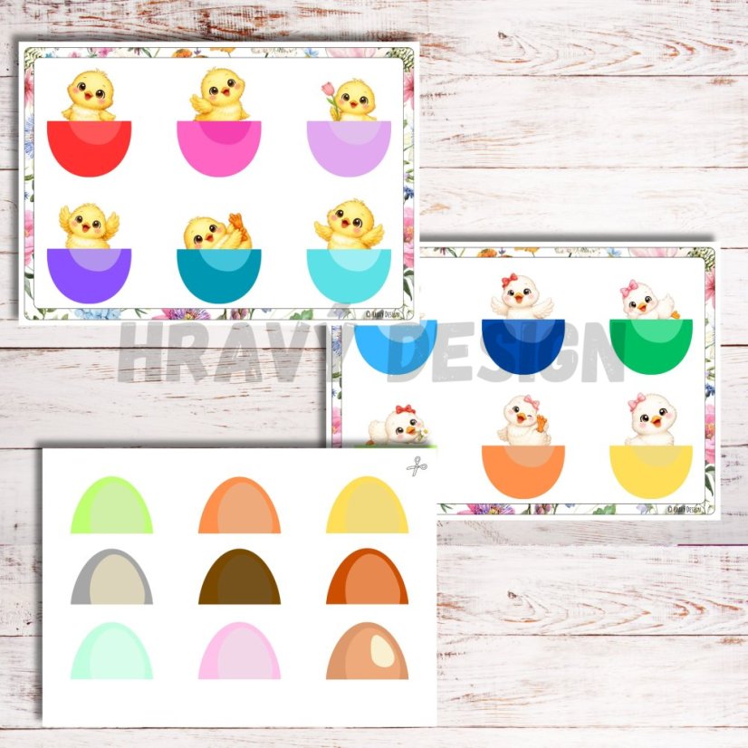 Vajíčka - přikládání podle barev