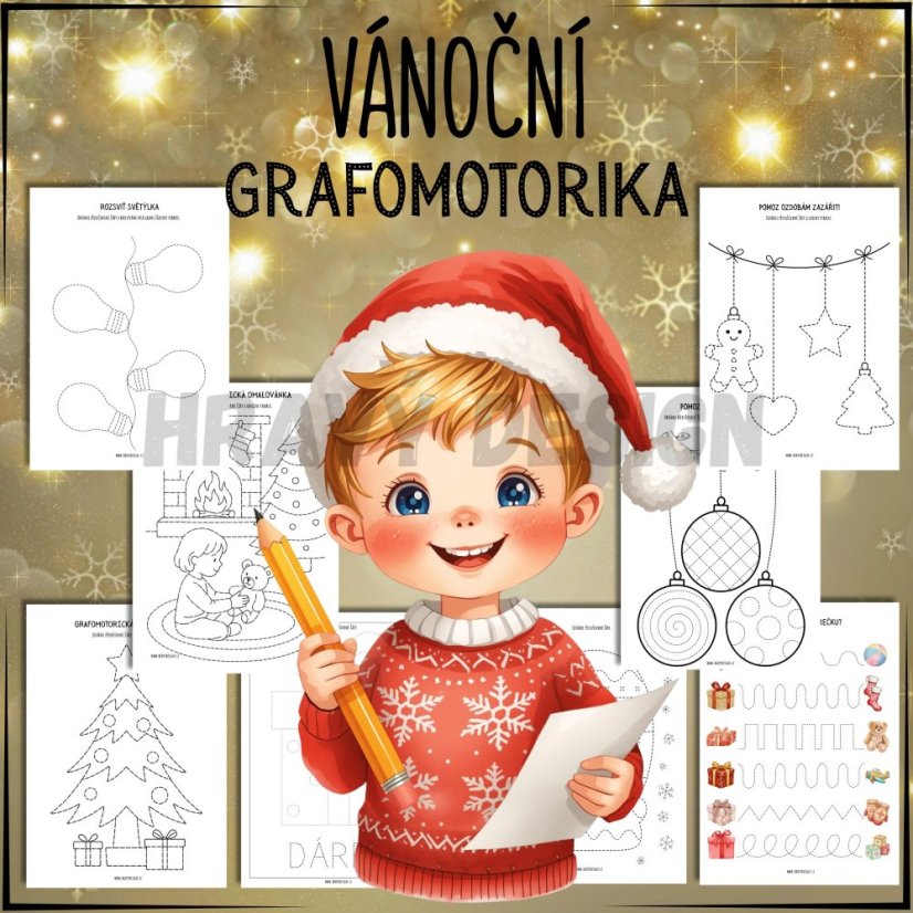 Vánoční grafomotorické pracovní listy pro děti 