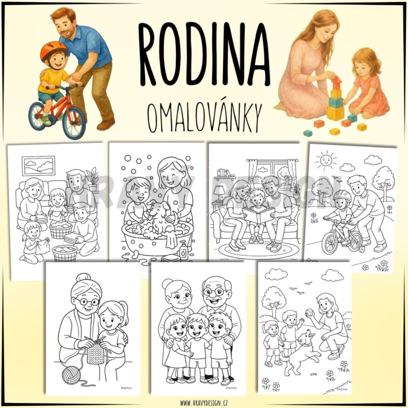 Omalovánky rodina - PDF aktivity pro děti 