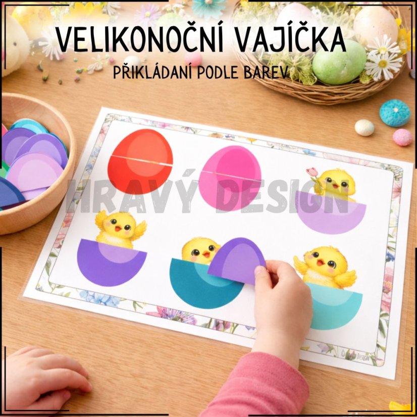 Vajíčka - přikládání podle barev