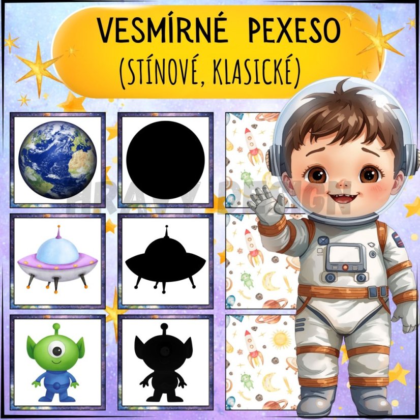 Vesmír - stínové (nebo klasické) pexeso