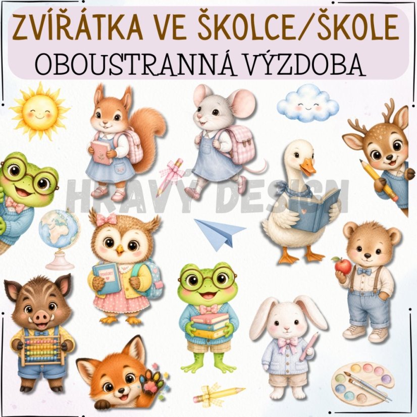 Zvířátka ve školce/škole - Oboustranná výzdoba