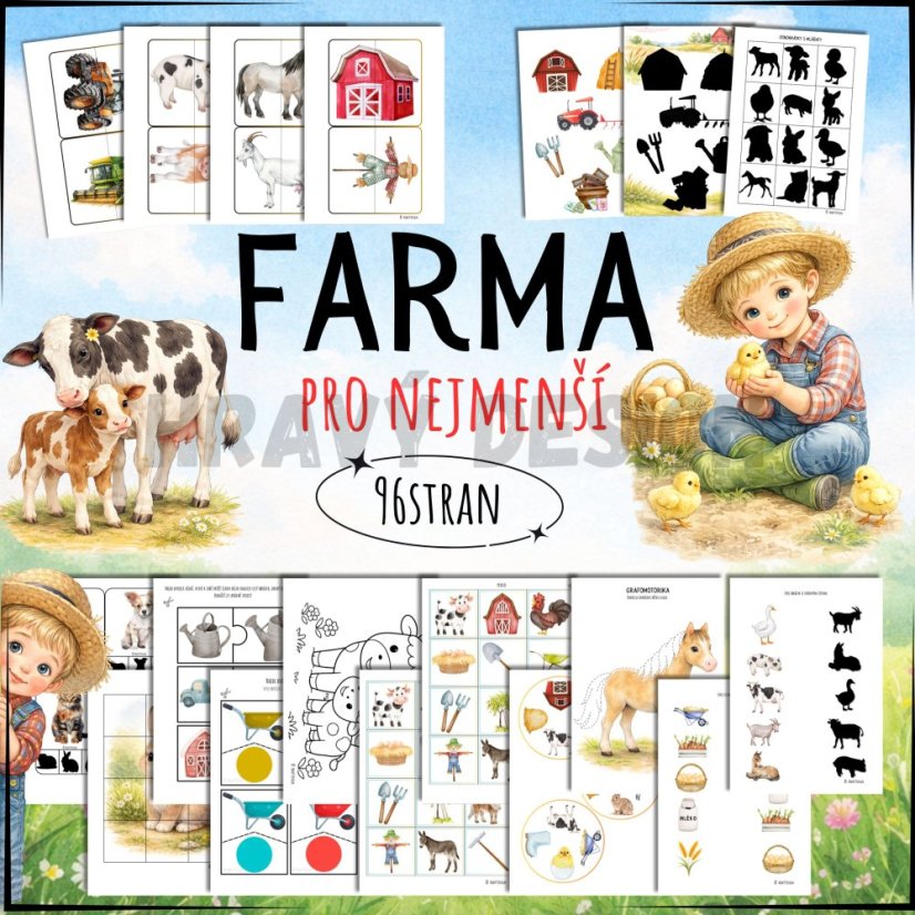 Farma, hospodářská zvířata pro nejmenší - soubor aktivit pro děti od 2 let 