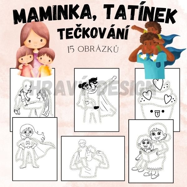 FOTO: Tečkování vatovými tyčinkami - den mate, den otců - Hravý Design 